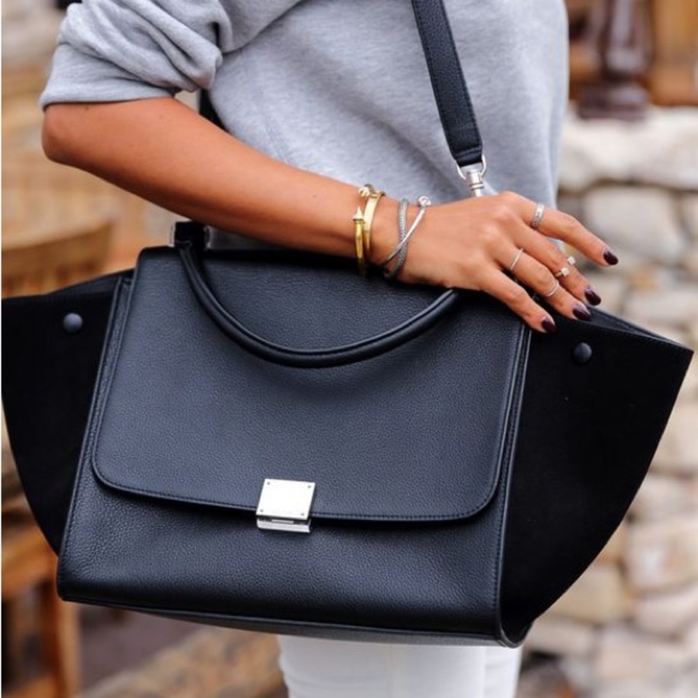 EUC Celine Trapeze. Black on black leather and suede